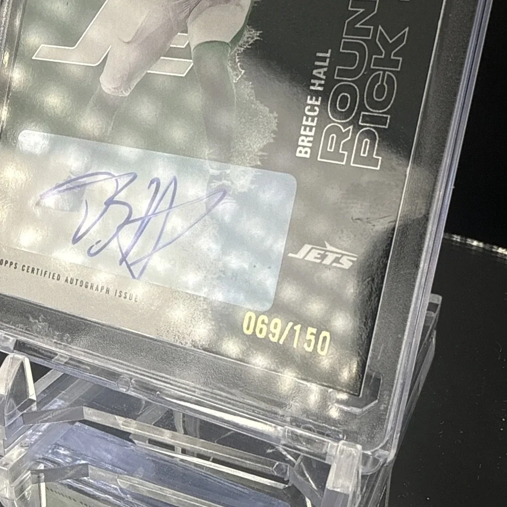 Topps Signature Class 2025 Breece Hall Jets Round 1 Pick 4 Auto #92 /150